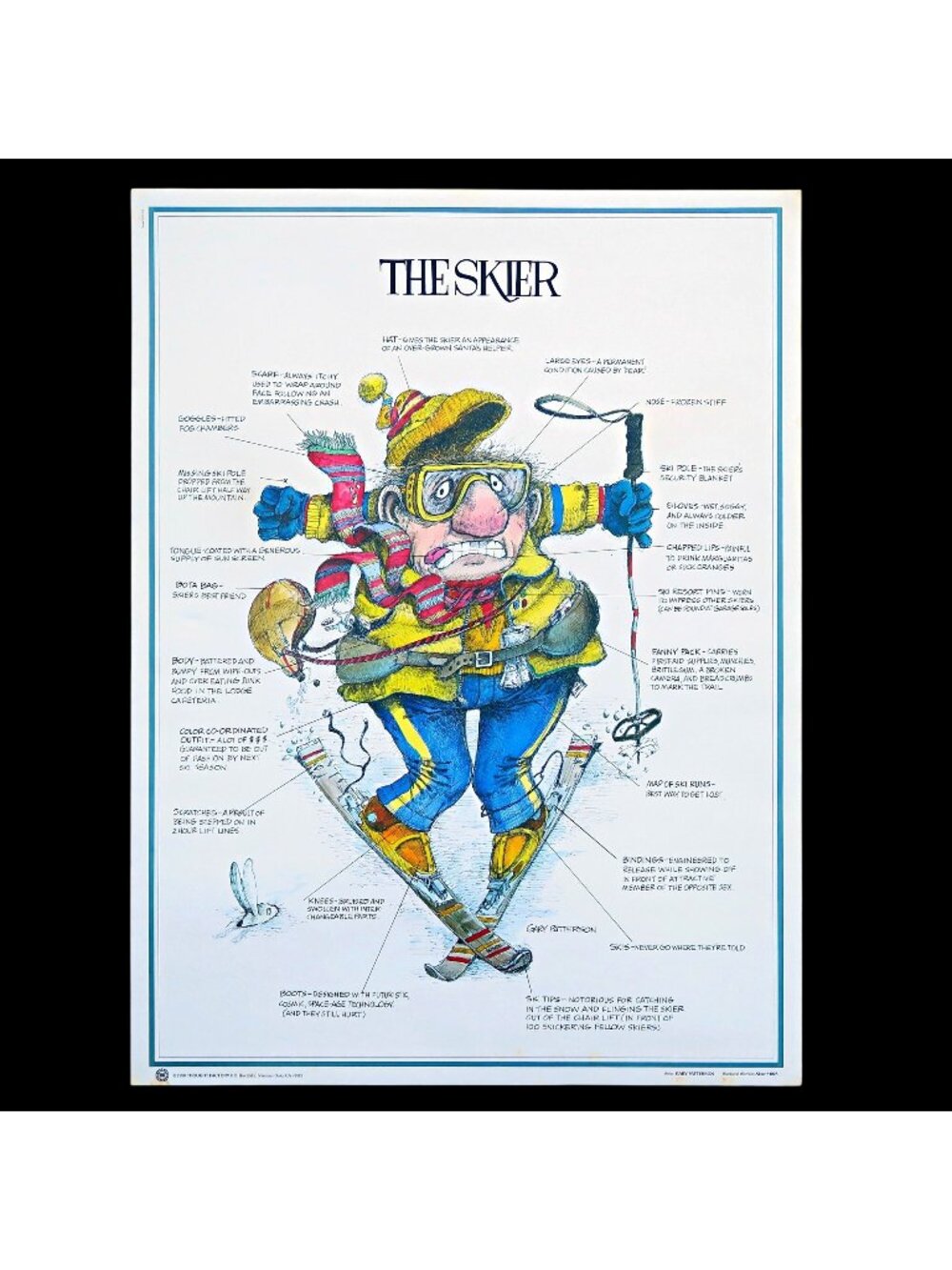 1980 Gary Patterson Weekend Warriors “The Skier” Humor Poster - Thought Factory